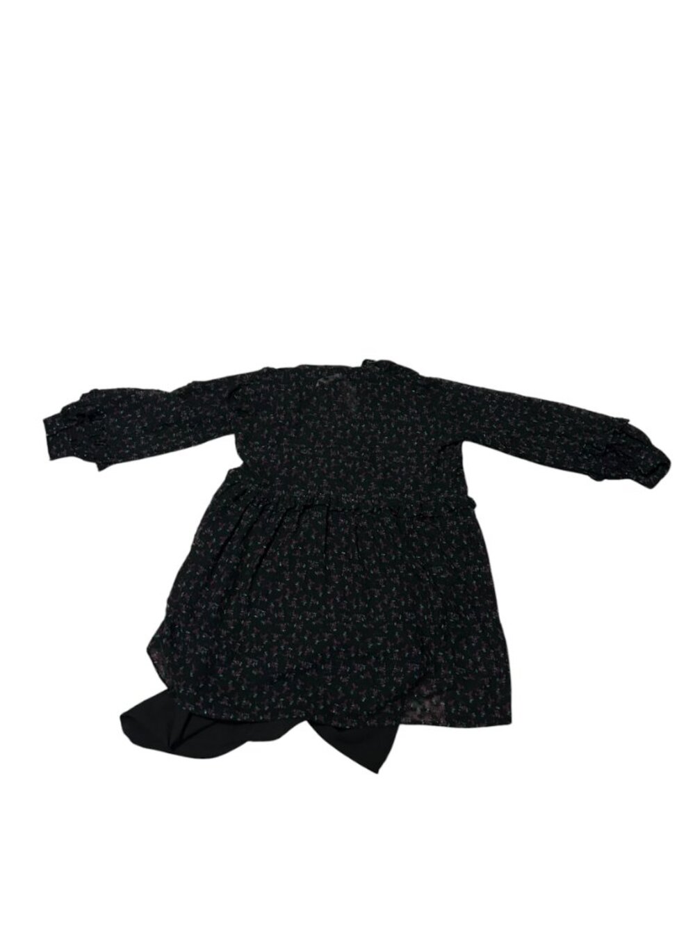 Zara Black Floral Long Sleeve Midi Dress - Picture 4 of 6